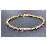 14k tennis bracelet w/ pink stones Mexico