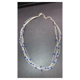 925 sterling liquid silver & lapis? Bean strand