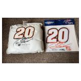 Number 20 signed car, magnet and racing pillow