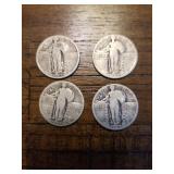 2 1926, 1 1927 & 1 1929 Standing Liberty quarters