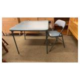 Padded folding card table, two matching padded