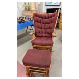 Wooden- rocker/ swivel chair- with footstool-