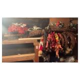 Lot of Wreaths and Assorted Knick Knacks