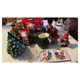 Holiday items- variety- wreath, pitcher & napkin