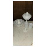 Milk Glass Pieces, Candy Dish,Bowls and other