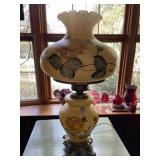 Vintage hurricane glass lamp- 29 inches h