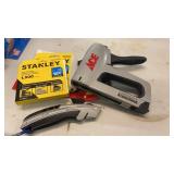 Ace stapler, staples and Stanley box cutter