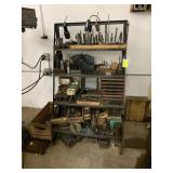 RACK WITH ASSORTED LATHE TOOLS