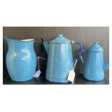 Trio Of Blue - White Speckled Enamelware Granitewa