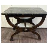 Antique English Console Table With Black Marble To