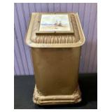 Early Metal Coal Bin With Painted Tile Decoration