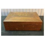 Antique Walnut Inlaid Sewing Desk Box 8"X11"X4"