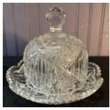 Brilliant Cut Glass Covered Dish 6"