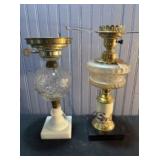 Pair Of Oil Lamps Including Waffle - Thumbprint Pa