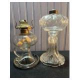 Pair Of Petite Early Oil Lamps 19th Century Measur