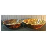 Pair Of Brown -Yellow Spatterware Bennington Style