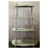 Vintage Wooden Painted 4 Tier Spool Style Shelf Wi