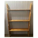 Vintage Natural Finish Carved Wooden Bookshelf Wit