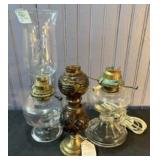 Early Clear Glass Oil Lamps - Chamber Lamp And Sta