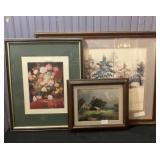 Trio Including Framed Artist Mickey Hackett Signed