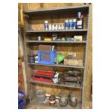 Metal Shelf With Assorted Contents Including Pair