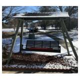 Large Outdoor Patio Swing Shelter With Wood Constr