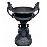 Victorian Swan Base Cast Iron Garden Urn Made By W