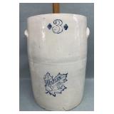 Western 3 Gal Crock Churn, Lid Chipped, See