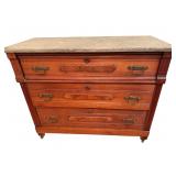 Antique Victorian walnut chest with marble top