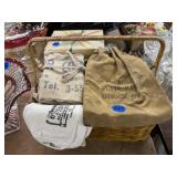 Wicker Basket, Cherokee State Bank Bag, Nail Apron