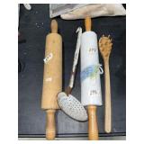 Vintage rolling pin and spoon and wooden