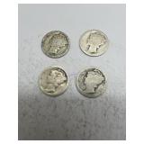 4 - USA Mercury Dimes 1917-S, 18, 19