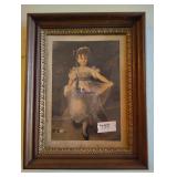 Framed Vintage art portrait of girl 21in x 17in