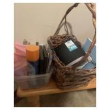 Lot of Art Supplies, Basket, Notebooks