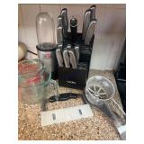 Kitchen bundle with knives, Magic Bullet, and cups