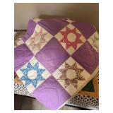 Hand-Stitched Twin Size Quilt With Star Pattern