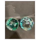 Pair of Jerpoint Glass Studio Art Glass Paperweigh