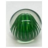 Titan Art Glass Handmade Green Paperweight