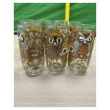 Vintage Set of 9 1970ï¿½s Owl glasses