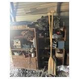 Book shelf and cabinet, wooden Oars and all