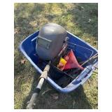 Welding Helmet, oil funnel, ratchet strap and