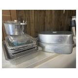 Lg lot is aluminum pans, angle food cake pan and