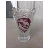 Vintage Hofbauer German Crystal Vase with Red