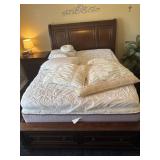 Queen Size Sleigh  and bed with 2 storage drawers