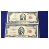 Series 1963 & 1953A  Red  Seal $2 Notes (Lot of 2)