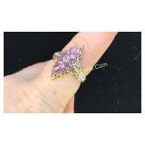 .925 Silver Amethyst Ring Sz 7