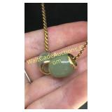 14K Green Jade Yellow Hood Pendants & 12K Gold