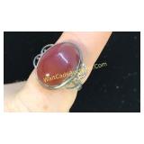 .925 Silver Carneline Agate Ring Sz 7