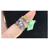 .925 Silver Elbaite Ring Sz 7 & .925 Ethiopian