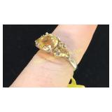 .925 Silver Citrine Ring Sz 6